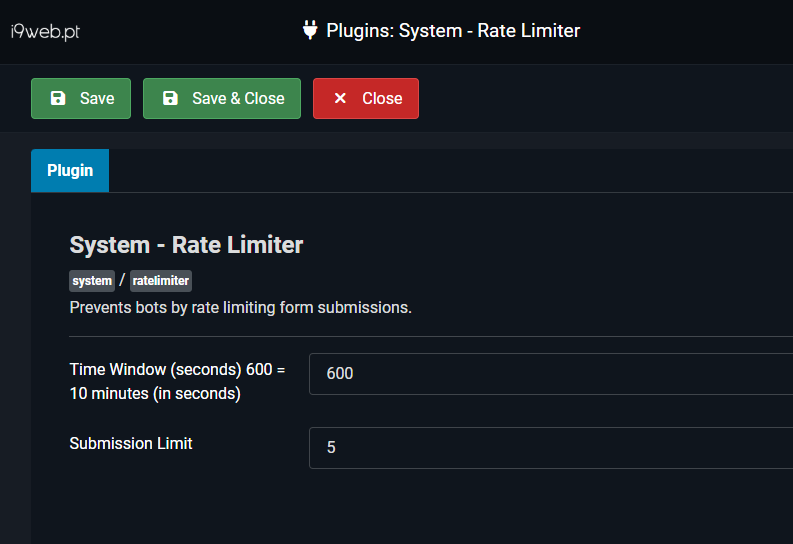Joomla Rate Limiter Plugin
